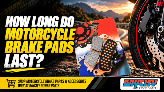 Motorcycle brake pads and brake disc showing how long motorcycle brake pads last