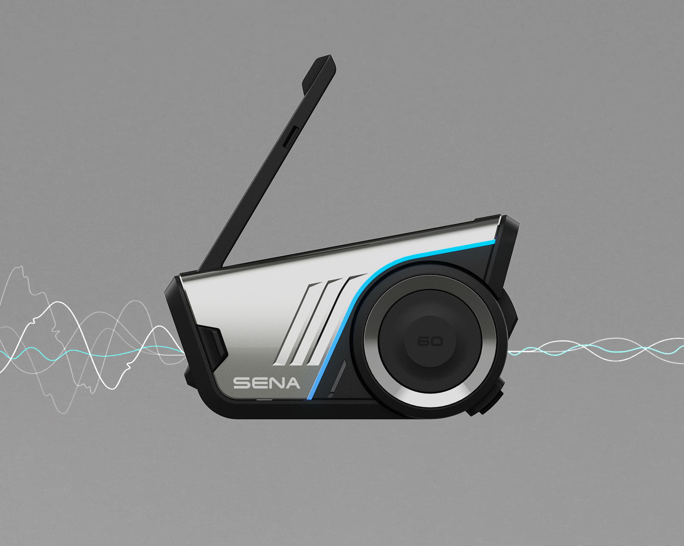 Sena 60S Bluetooth intercom device close up with Harman Kardon speakers for motorcycle accessories India