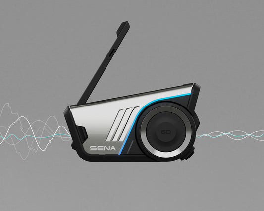 Sena 60S Bluetooth intercom device close up with Harman Kardon speakers for motorcycle accessories India