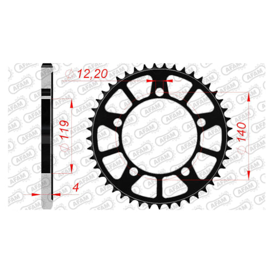 Baycity Power Parts Afam 164600-44 rear sprocket 44 teeth for motorcycle maintenance and chain setup