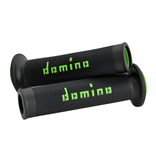 front view of Domino Handlebar Grips A010 - Black/Green