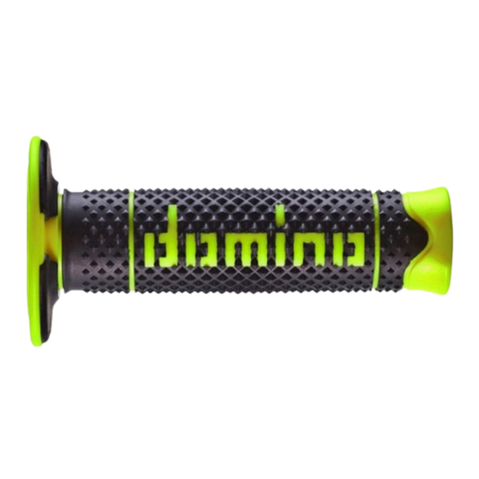 front view of Domino Handlebar Grips A260 - Black/Fluo Yellow