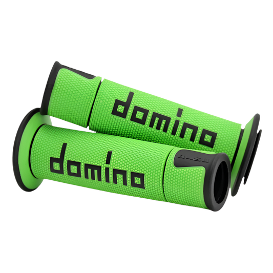 front view of Domino Handlebar Grips A450 - Green/Black