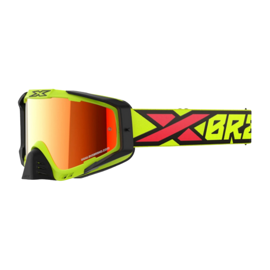 front view of EKS-S Goggle Flo Yellow/Black/Fire Red