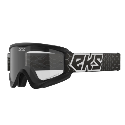 front view of EKS Brand GOX Flat-Out Clear Goggle - Black/White