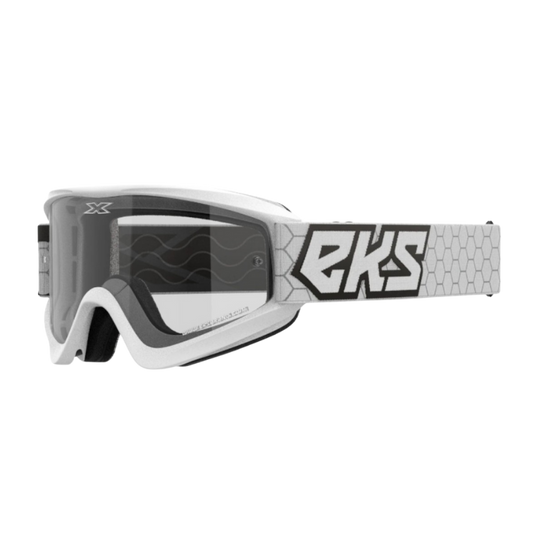front view of EKS Brand GOX Flat-Out Clear Goggle - White/Black