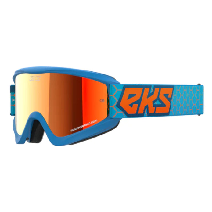 Baycity Power Parts EKS Brand GOX Flat-Out goggle liquid cyan and flo orange with red mirror lens