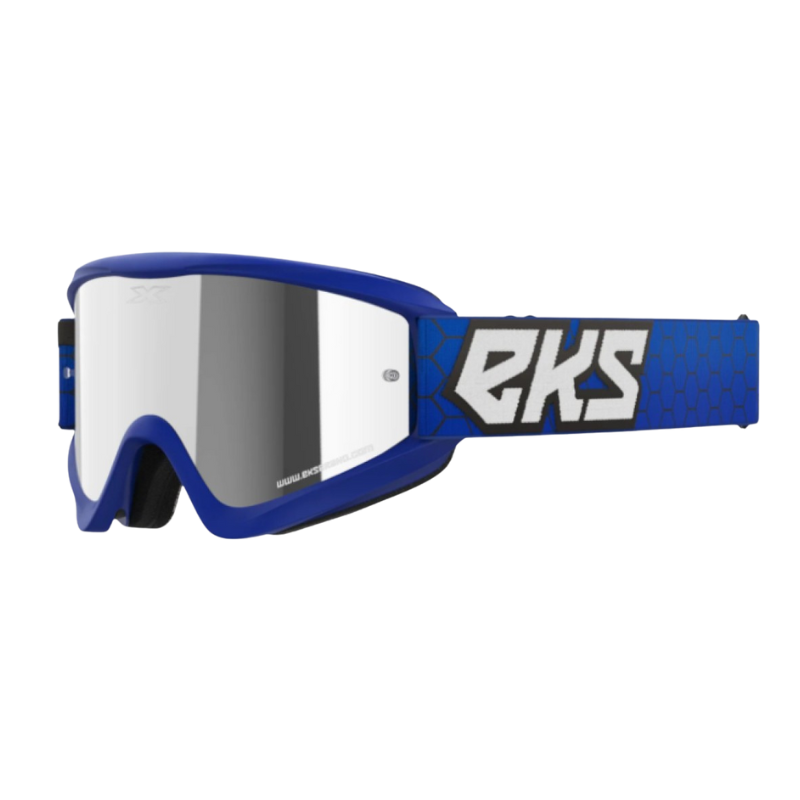 front view of EKS Brand GOX Flat-Out Mirror Goggle - Royal Blue/Silver Mirror Lens