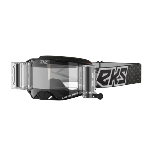 front view of EKS Brand Lucid Goggle Race Pack Black/White - Zip Off