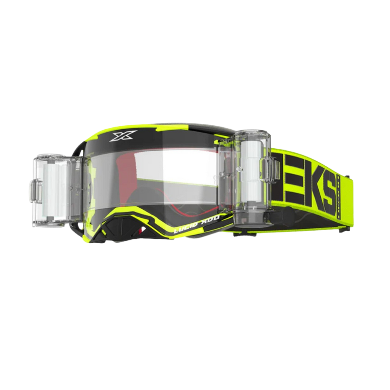 front view of EKS Brand Lucid Goggle Race Pack Flo Yellow/Black - Zip Off