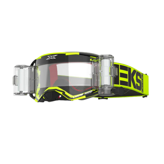 front view of EKS Brand Lucid Goggle Race Pack Flo Yellow/Black - Zip Off