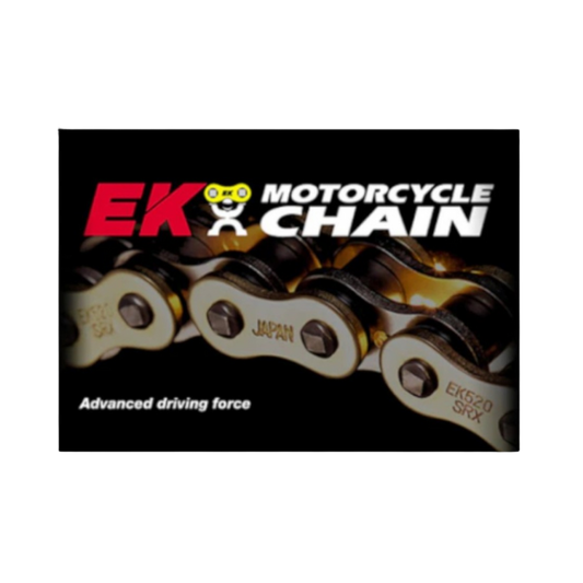 Front view of EK Chains 520ZVX3-114 Links NX Ring Chain - Gold