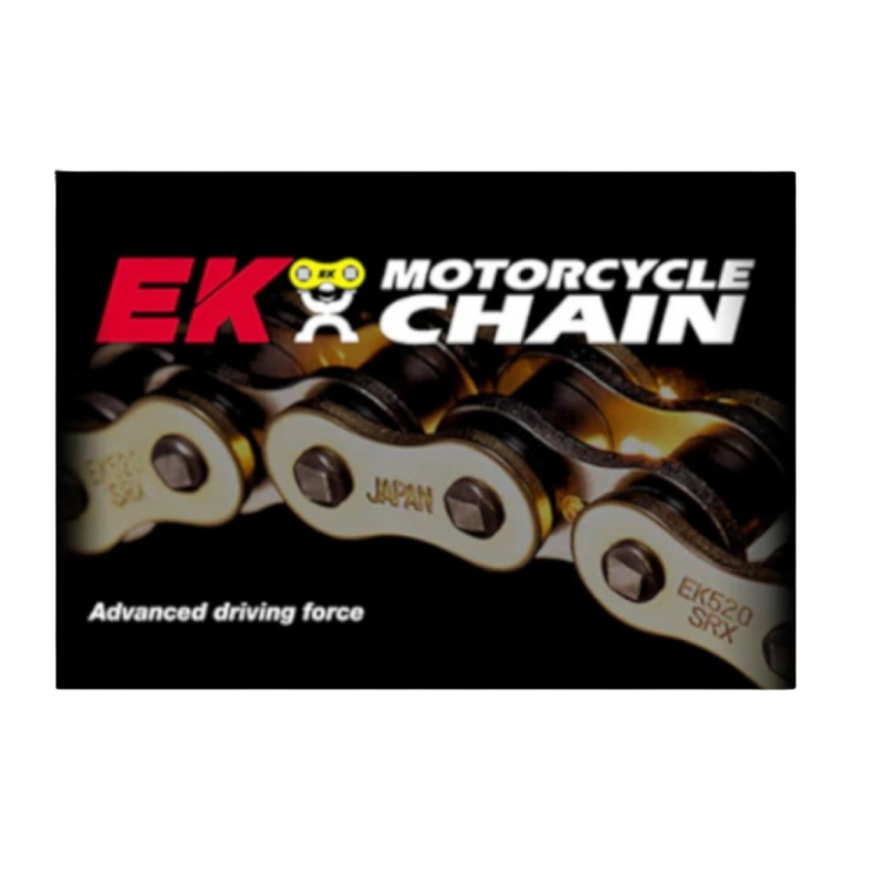Front view of EK Chains 525ZVX3-124 Links NX Ring Chain - Gold