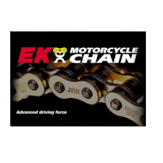 Front view of EK Chains 525ZVX3-124 Links NX Ring Chain - Gold