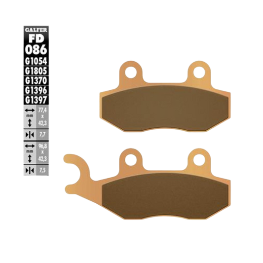 front view of Galfer FD086G1370 Sintered Brake Pads