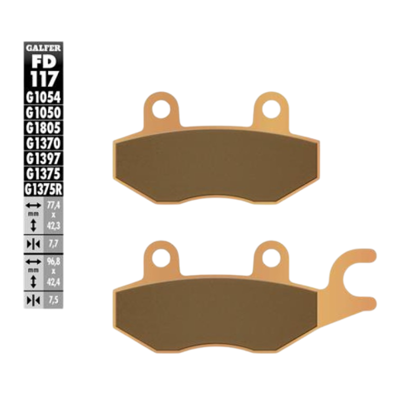 front view of Galfer FD117G1370 Sintered Brake Pads