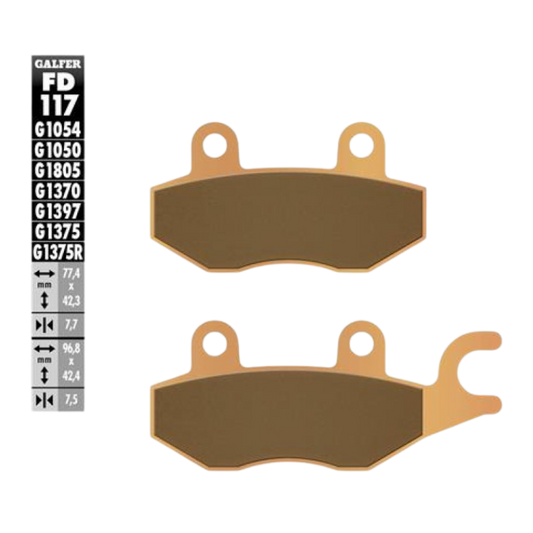 front view of Galfer FD117G1370 Sintered Brake Pads