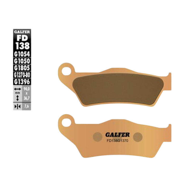 front view of Galfer FD138G1370 Sintered Brake Pads