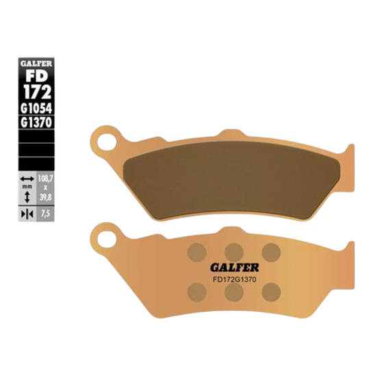 front view of Galfer FD172G1370 Sintered Brake Pads