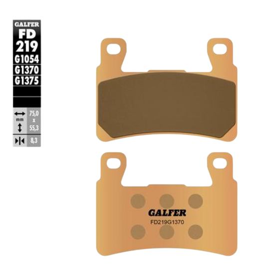 front view ofGalfer FD219G1370 Sintered Brake Pads