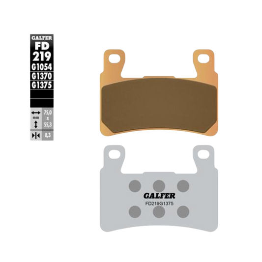front view of Galfer FD219G1375 Sintered Brake Pads