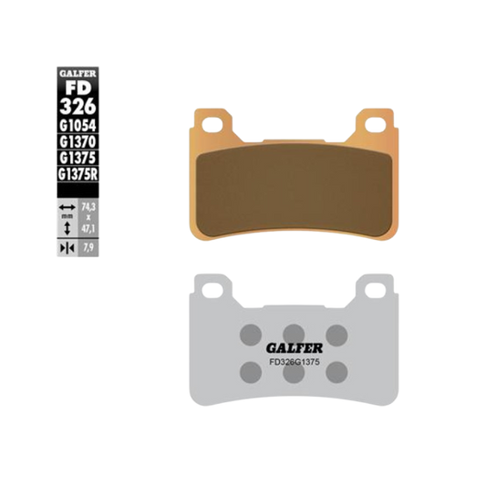 front view of Galfer FD326G1375 Sintered Brake Pads