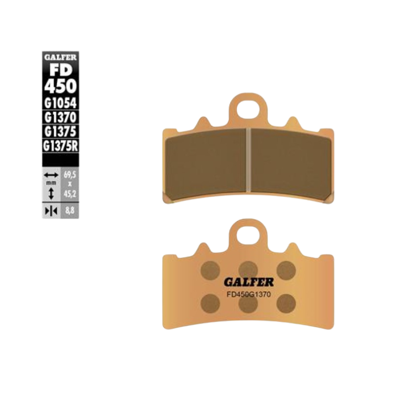 front view of Galfer FD450G1370 Sintered Brake Pads
