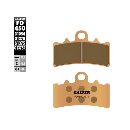 front view of Galfer FD450G1370 Sintered Brake Pads