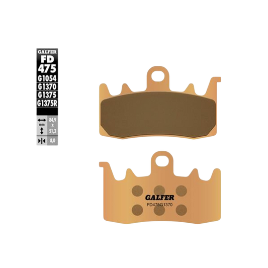 front view of Galfer FD475G1370 Sintered Brake Pads