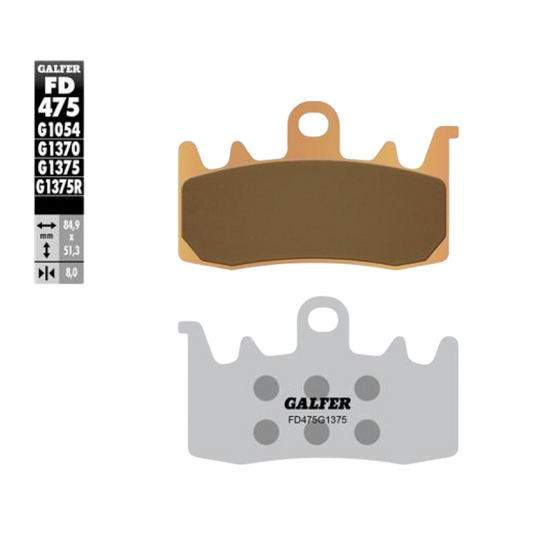 front view of Galfer FD475G1375 Sintered Brake Pads
