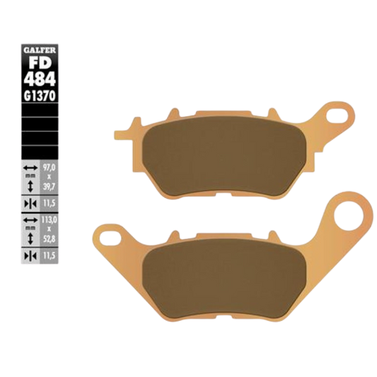 front view of Galfer FD484G1370 Sintered Brake Pads