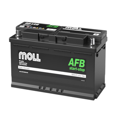 Front view of MOLL AFB Start-Stop Types 12V 106AH DIN Standard Car Battery