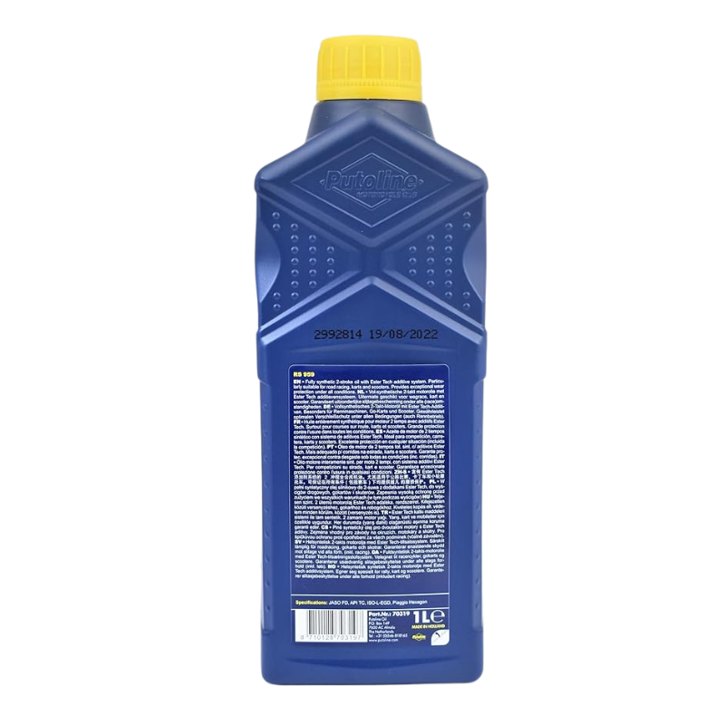 black label of Putoline 10W-50 Ester Tech Oil Bottle