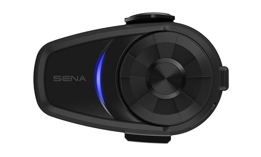 Sena 10S-01 motorcycle Bluetooth communication system main unit with control dial and helmet mount