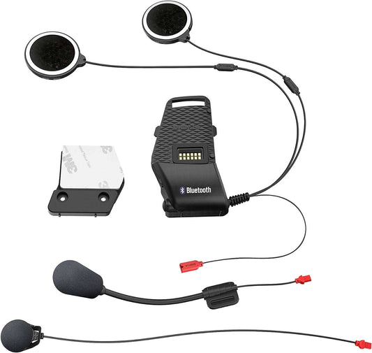 Sena 10S helmet clamp kit with mounting unit and audio accessories for motorcycle helmets