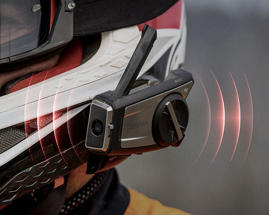 Sena 50C communication system with built-in 4K camera and Mesh Intercom