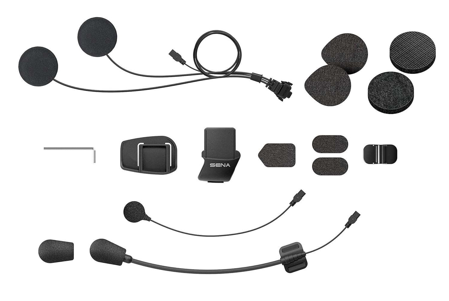 Sena 5S helmet clamp kit with mounting unit and audio accessories for motorcycle helmets