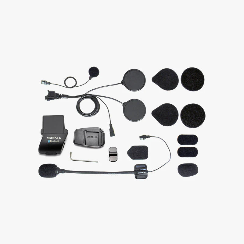 Sena SMH5 helmet clamp kit with mounting unit and audio accessories for motorcycle helmets