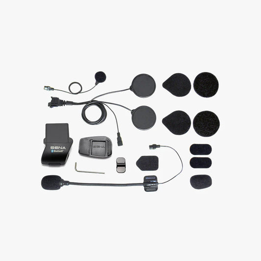 Sena SMH5 helmet clamp kit with mounting unit and audio accessories for motorcycle helmets