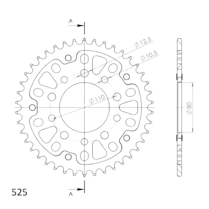 Front view of Supersprox Stealth Rear Sprocket RST-1332:42-BLU