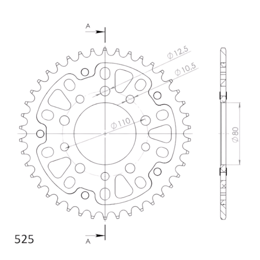 Front view of Supersprox Stealth Rear Sprocket RST-1332:42-BLU