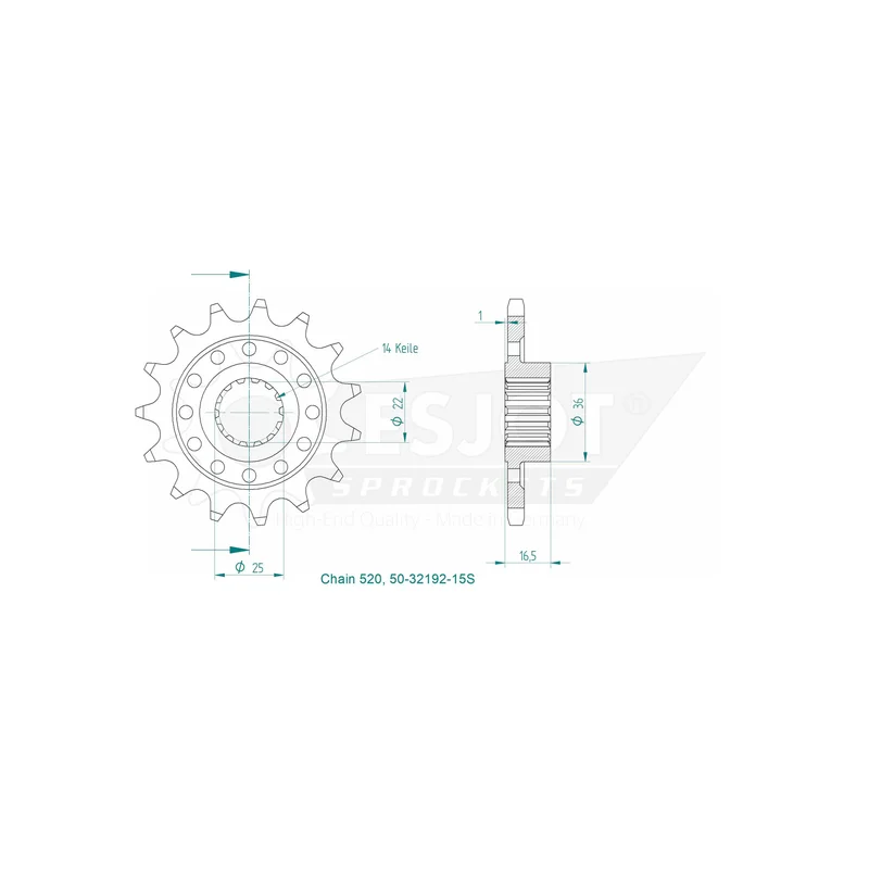 Sprockets Front (32192-15S) - Esjot (Sports)