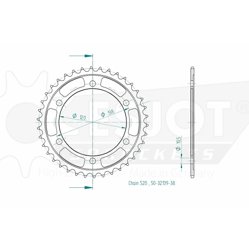 Sprockets Rear (32139-38T) - Esjot