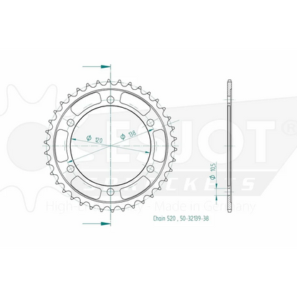 Sprockets Rear (32139-38T) - Esjot