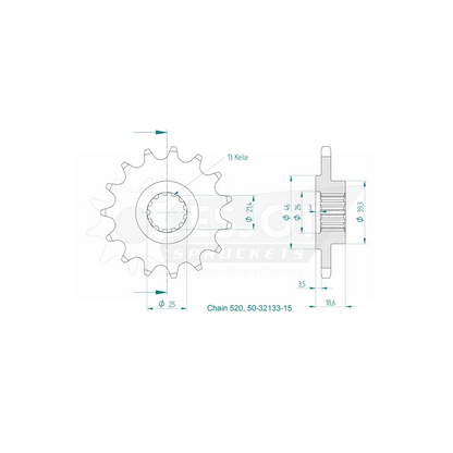 Sprockets Front (32133-15T) - Esjot