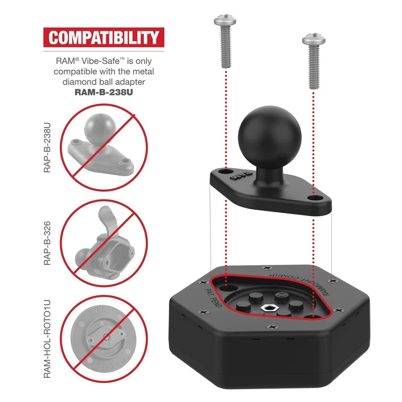 RAM ACC - RAM Vibration Dampner - QuickGrip + 2 Holes