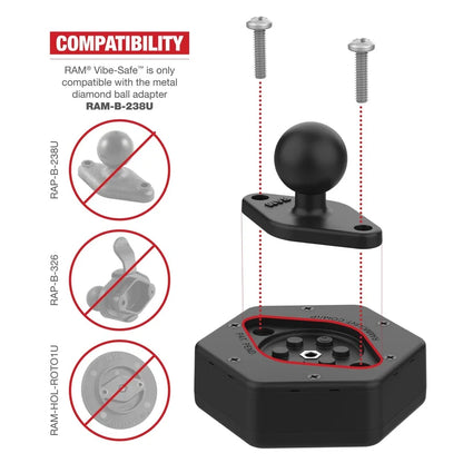RAM ACC - RAM Vibration Dampner - QuickGrip + 2 Holes