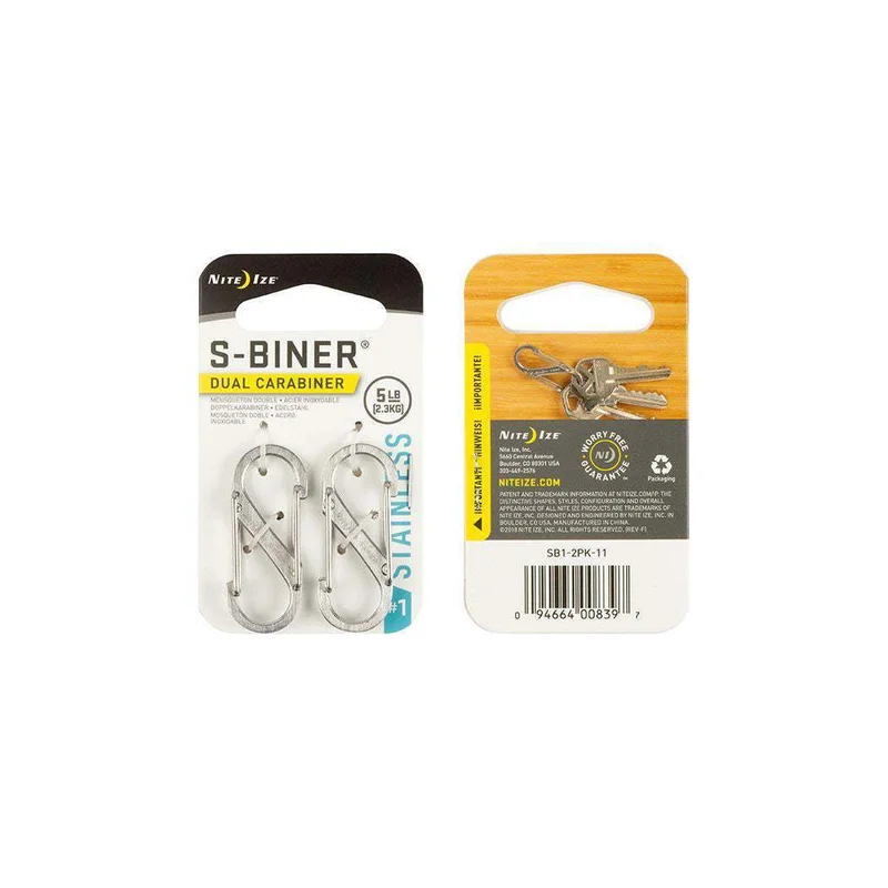 S-Biner Standard (Stainless) - 2N (SIZE #1) / Black / Stainless Steel