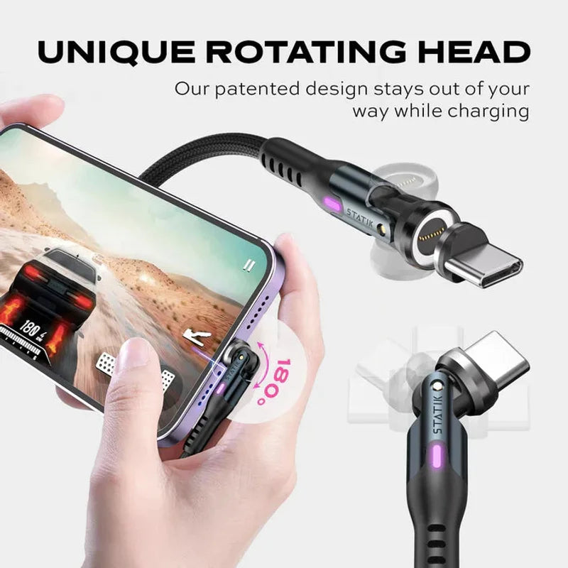 Magnetic Charging Cable - 100W USB A/C + Iphone - 1 PACK / 6ft (1.8m)