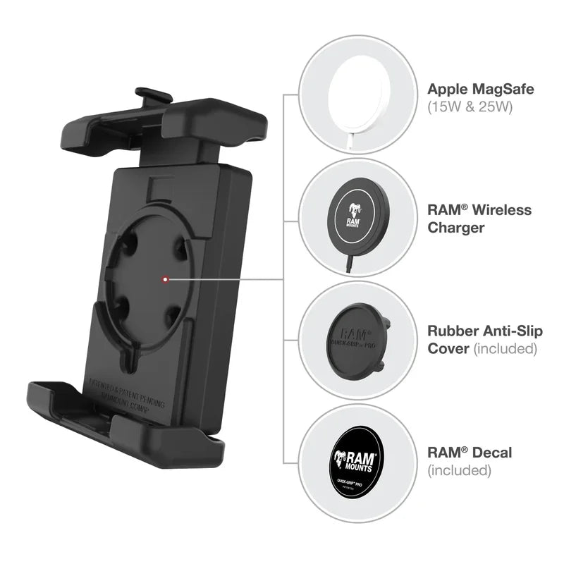 RAM® Quick-Grip™ Pro XL Phone Holder - B Size / With Ball & Vibe Damper